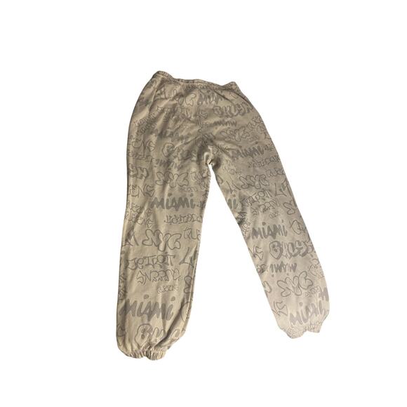 Streetwear Graffiti Print Beige Jogger Sweatpants Size M - Picture 5 of 5